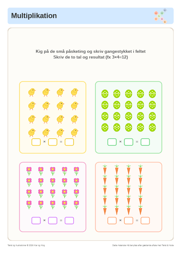 Preview of Påsketabeller