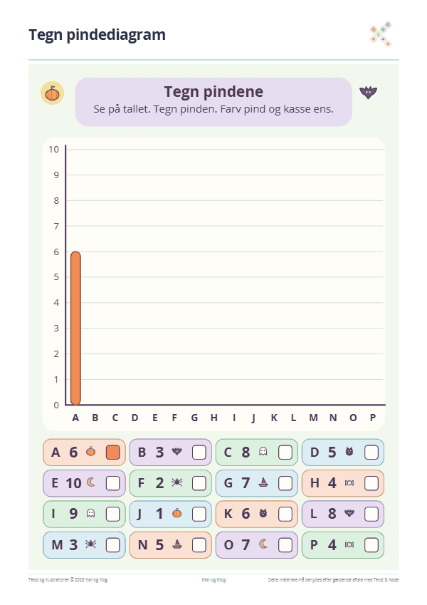 Preview of Tegn Halloween pindediagram