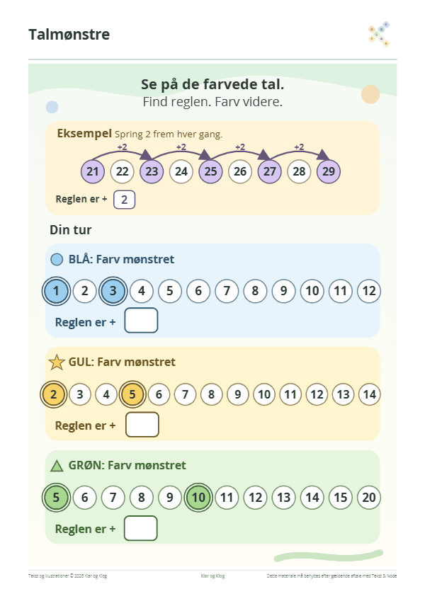 Preview of Farv talmønstrene