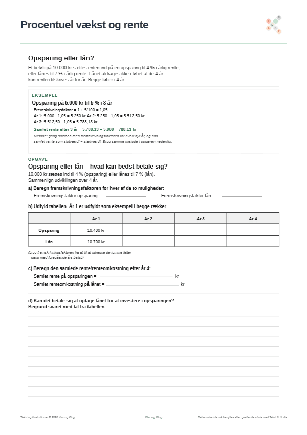 Forhåndsvisning af Opsparing eller lån – hvad kan bedst betale sig?