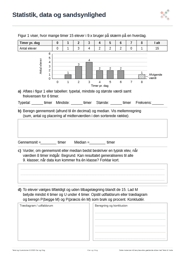 Forhåndsvisning af Statistik og sandsynlighed
