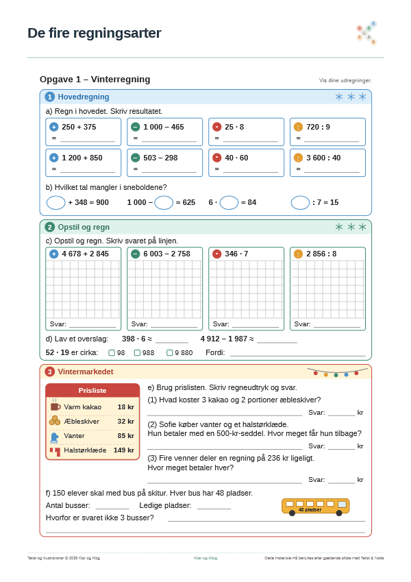 Preview of Vinterregning med fire regningsarter
