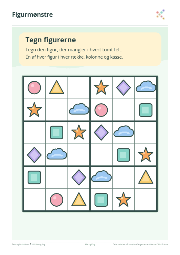 Forhåndsvisning af Sudoku figurmønstre